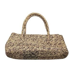 Jessica McClintock Women's Gold Woven Straw‎ Top Handle Bag Boho Euro Summer